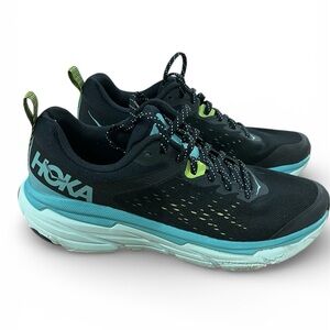 Hoka Black and Teal Athletic Shoes
